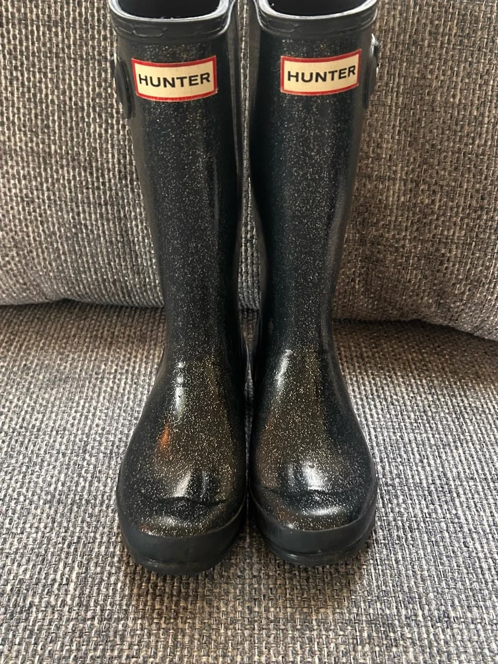 Hunter Starcloud Glitter Rain Boots fin navy size 2 kids great condition